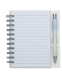 CADERNO PLÁSTICO C/ CANETA