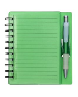 CADERNO PLÁSTICO C/ CANETA